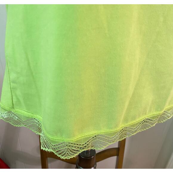 Y2K Selena Gomez Brat Summer Lime Lace Trim Layering Tank Top Spaghetti Strap XL - Picture 2 of 6